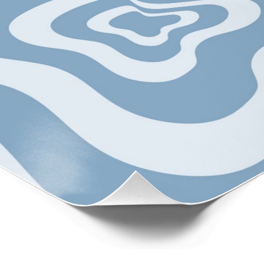 Blauwe Retro Swirl Groovy Y2K Patroon Perfect Poster (Hoek)