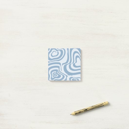 Blauwe Retro Swirl Groovy Y2K Patroon Post-it® Notes (Op bureau)