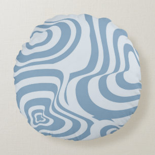 Blauwe Retro Swirl Groovy Y2K Patroon Rond Kussen