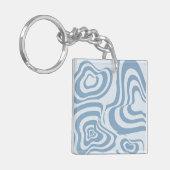 Blauwe Retro Swirl Groovy Y2K Patroon Sleutelhanger (Voorkant Links)