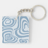 Blauwe Retro Swirl Groovy Y2K Patroon Sleutelhanger (Achterkant)