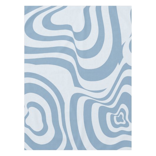 Blauwe Retro Swirl Groovy Y2K Patroon Tafelkleed (Voorkant)
