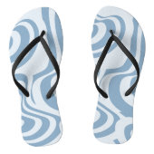 Blauwe Retro Swirl Groovy Y2K Patroon Teenslippers (Voetbed)