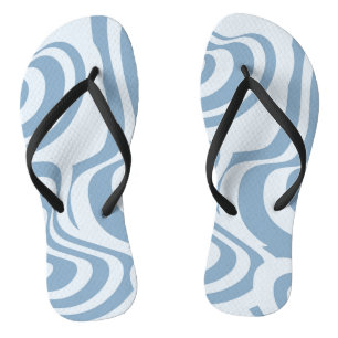 Blauwe Retro Swirl Groovy Y2K Patroon Teenslippers