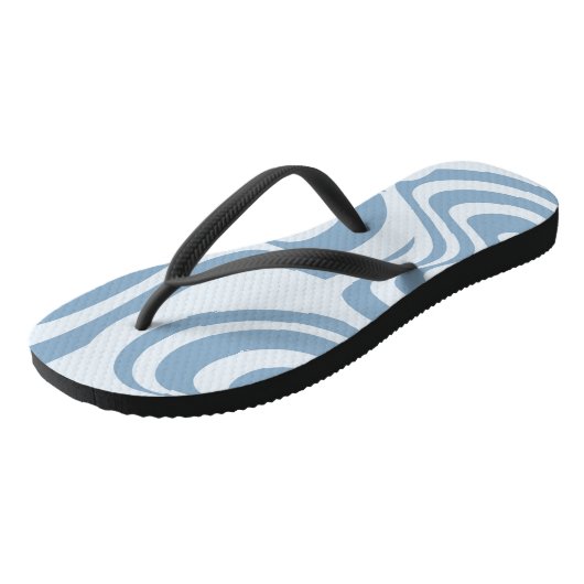 Blauwe Retro Swirl Groovy Y2K Patroon Teenslippers (Schuin)