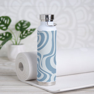 Blauwe Retro Swirl Groovy Y2K Patroon Waterfles