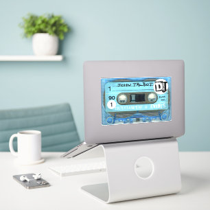 Blauwe Retro T4 Audiotape Cassette 80s DJ C-CutVS Sticker