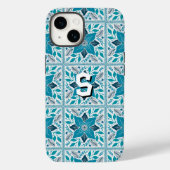 Blauwe Retro Tides van de Kerstvibes Case-Mate iPhone Case (Achterkant)