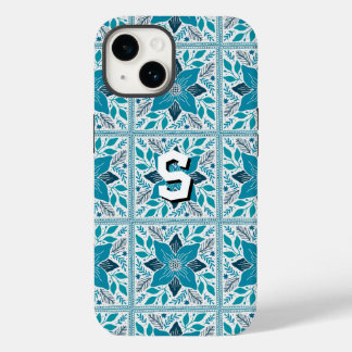 Blauwe Retro Tides van de Kerstvibes Case-Mate iPhone 14 Hoesje