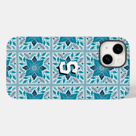 Blauwe Retro Tides van de Kerstvibes Case-Mate iPhone Case (Achterkant (horizontaal))