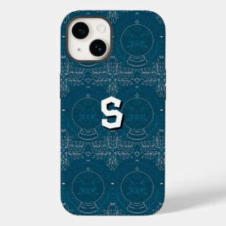 Blauwe Retro Tides van de Kerstvibes Case-Mate iPhone 14 Hoesje