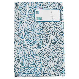 Blauwe Retro Tides van de Kerstvibes Medium Cadeauzakje