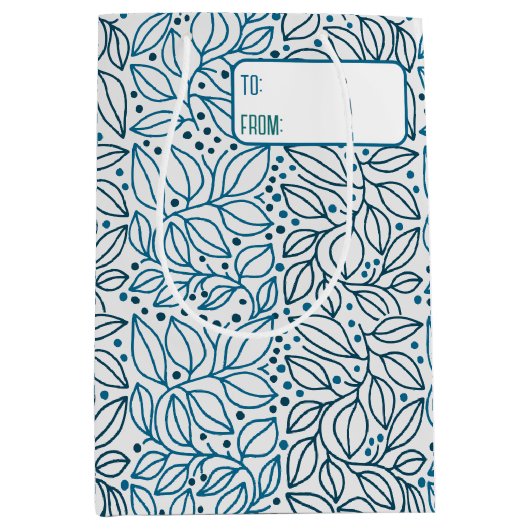 Blauwe Retro Tides van de Kerstvibes Medium Cadeauzakje (Voorkant)