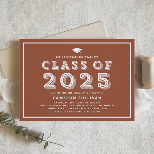 Blauwe Retro Typografie Afstudeerfeest Uitnodiging