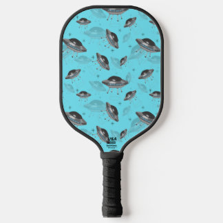blauwe retro UFO Pickleball Paddle