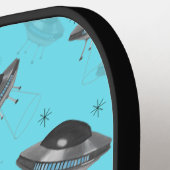 blauwe retro UFO Pickleball Paddle (Links Detail)