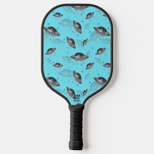 blauwe retro UFO Pickleball Paddle (Achterkant)