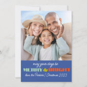 Blauwe Retro vakantie fotokaart | Verticaal Kaart (Voorkant)