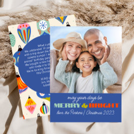 Blauwe Retro vakantie fotokaart | Verticaal Kaart