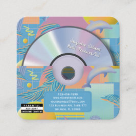 Blauwe Retro Vaporwave Muziekproducent CD DJ  Vierkante Visitekaartje