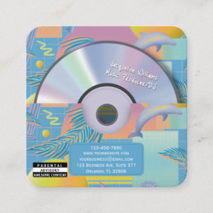 Blauwe Retro Vaporwave Muziekproducent CD DJ Vierkante Visitekaartje
