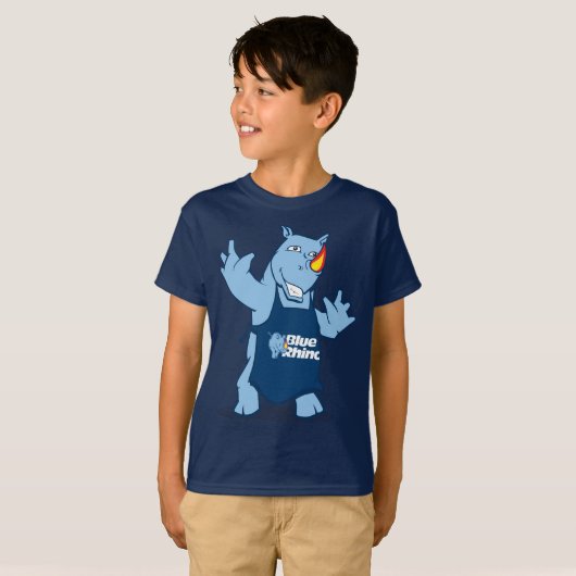 Blauwe Rhino "Rhino" jongens T-shirt (Voorkant volledig)