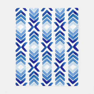 Blauwe Rhombus pijlen Waterverf Patroon Fleece Deken