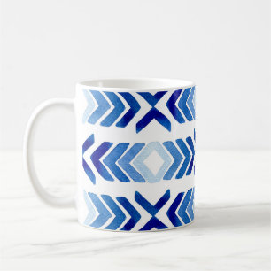 Blauwe Rhombus pijlen Waterverf Patroon Koffiemok