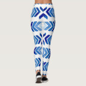 Blauwe Rhombus pijlen Waterverf Patroon Leggings (Achterkant)