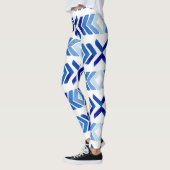 Blauwe Rhombus pijlen Waterverf Patroon Leggings (Links)