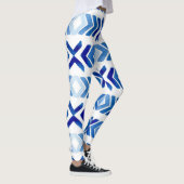 Blauwe Rhombus pijlen Waterverf Patroon Leggings (Rechts)