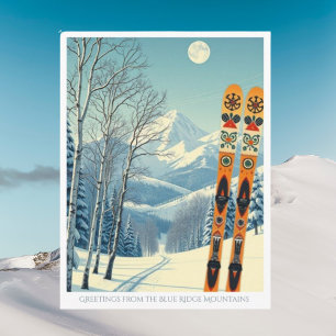 Blauwe Richel Bergen NC skioord Ansichtkaart Briefkaart