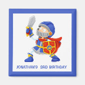 Blauwe ridder in pantser Kinder 3e verjaardag Magneet (Voorkant)