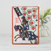 BLAUWE RIDDER PAARD MIDDELEEUWS PERKAMENT Monogram Aankondiging (Staand voorkant)