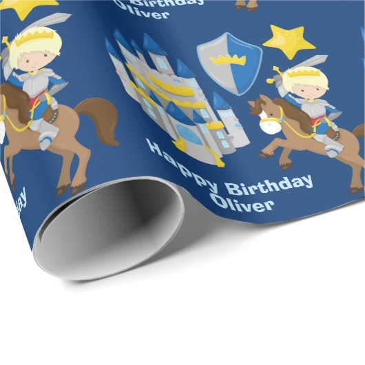 Blauwe Ridder Renaissance Faire Blondine Jongens V Cadeaupapier (Rol Hoek)