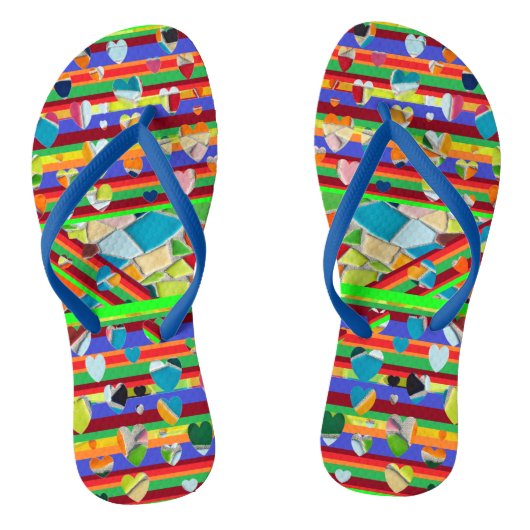 Blauwe riem Mosaic Heart Teenslippers (Voetbed)