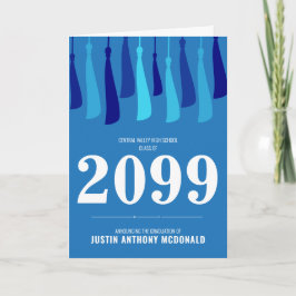 Blauwe rij Tassels Foto Afstuderen Uitnodiging