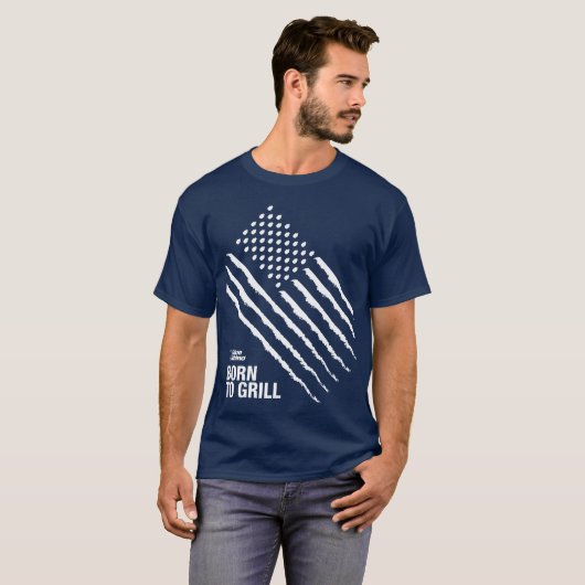 Blauwe Rijn "Amerikaanse vlag: Geboren in Mannen v T-shirt (Voorkant volledig)