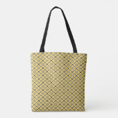 Blauwe rijstbloem op gele achtergrond tote bag (Achterkant)