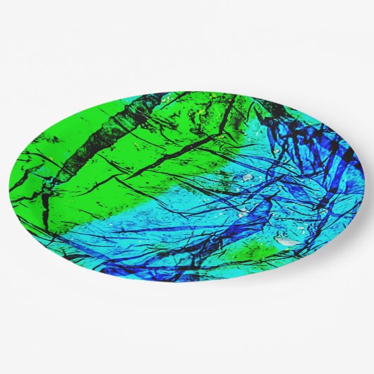 Blauwe rimpel abstract recyclen plastic papier bor papieren bordje (Gekanteld)