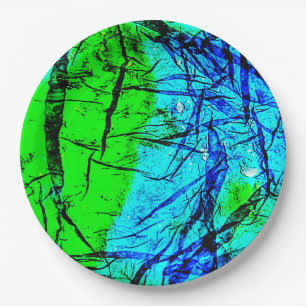 Blauwe rimpel abstract recyclen plastic papier bor papieren bordje