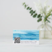 Blauwe rimpeling | Zwembad Care of Zwemmen QR Code Visitekaartje (Staand voorkant)