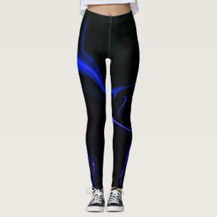 Blauwe rimpels over diep blauw, donkerste bijna zw leggings