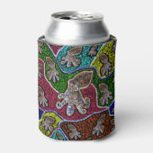 Blauwe Ring Octopus Dot Art Kan Stubby Houder Blikjeskoeler (Blikje Voorkant)