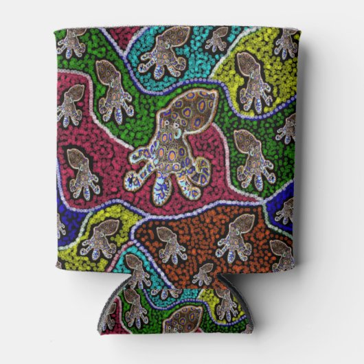 Blauwe Ring Octopus Dot Art Kan Stubby Houder Blikjeskoeler (Voorkant)