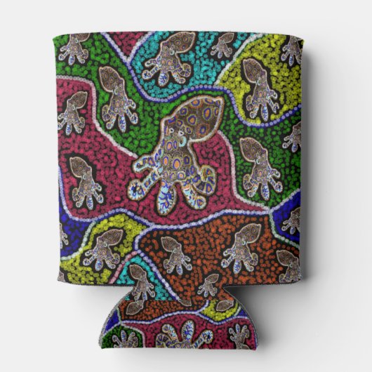 Blauwe Ring Octopus Dot Art Kan Stubby Houder Blikjeskoeler (Achterkant)