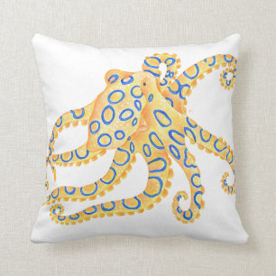 Blauwe Ring Octopus Kussen
