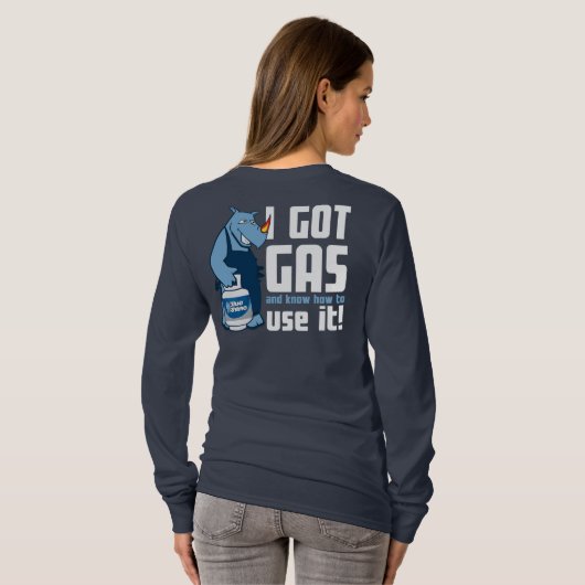 Blauwe Rino "Ik heb gas" lange hoes T-shirt (Achterkant volledig)