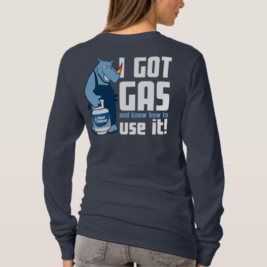 Blauwe Rino "Ik heb gas" lange hoes T-shirt (Achterkant)
