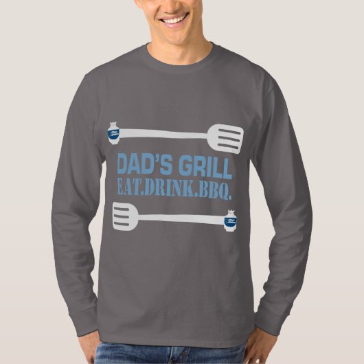Blauwe Rino "Papa's Grill" Lange hoes T-shirt (Voorkant)